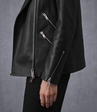 Reiss Marrisa Leather Longline Jacket