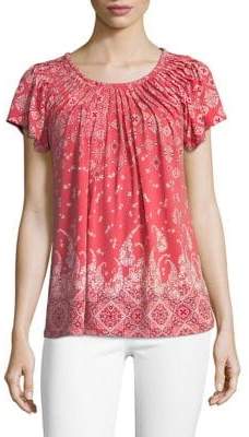 Style&Co. Style & Co. Printed Pleat Neck Top