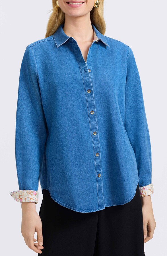 Foxcroft Margie Denim Button-Up Shirt