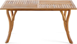 Outdoor 59" Rectangular Solid Wood Table Dining Table