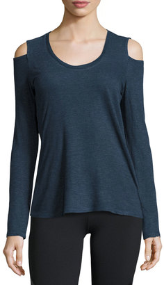 Lanston Cold-Shoulder Long-Sleeve Athletic Tee, Navy