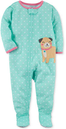 Carter's Dog Dot-Print Footed Cotton Pajamas, Baby Girls