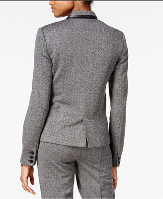 Bar III Faux-Leather-Trim Tweed Blazer, Only at Macy's
