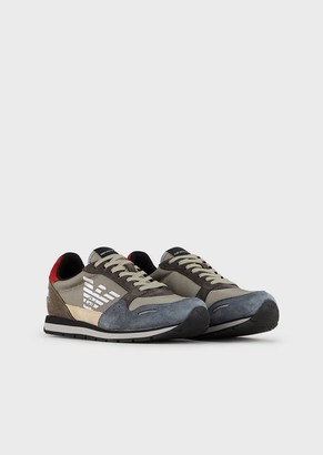 Emporio Armani Suede Leather Sneakers With Side Logo Detail