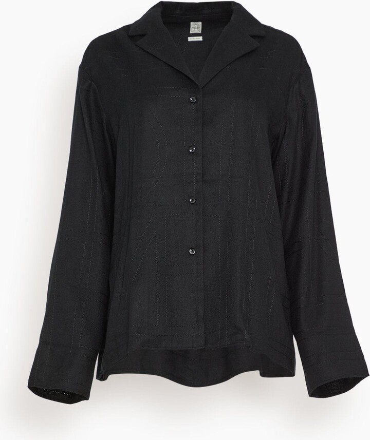 Totême Monogram Flannel Pajama Top in Black