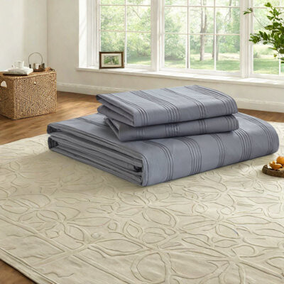 24LOUISESTREET Luxury 3-piece King Bedding Sets Soft Polyester Material With Modern Striped Design For Bedroom Elegance