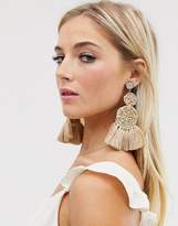 Thumbnail for your product : South Beach oversized raffia straw multi disc earrings