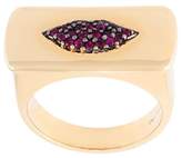 Thumbnail for your product : Alison Lou ruby lips bar ring