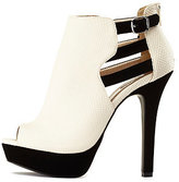 Thumbnail for your product : Charlotte Russe Strappy Cut-Out Peep Toe Booties