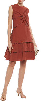 Brunello Cucinelli Tiered Twist-front Crinkled Cotton-blend Dress