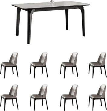 dujinlong home Modern Ash Wood Dining Table Chair Combo