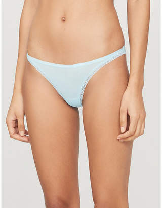 Calvin Klein Lace-trimmed high-rise stretch-jersey thong