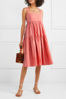 Thumbnail for your product : Three Graces London Cosette Tiered Cotton-poplin Midi Dress - Pink