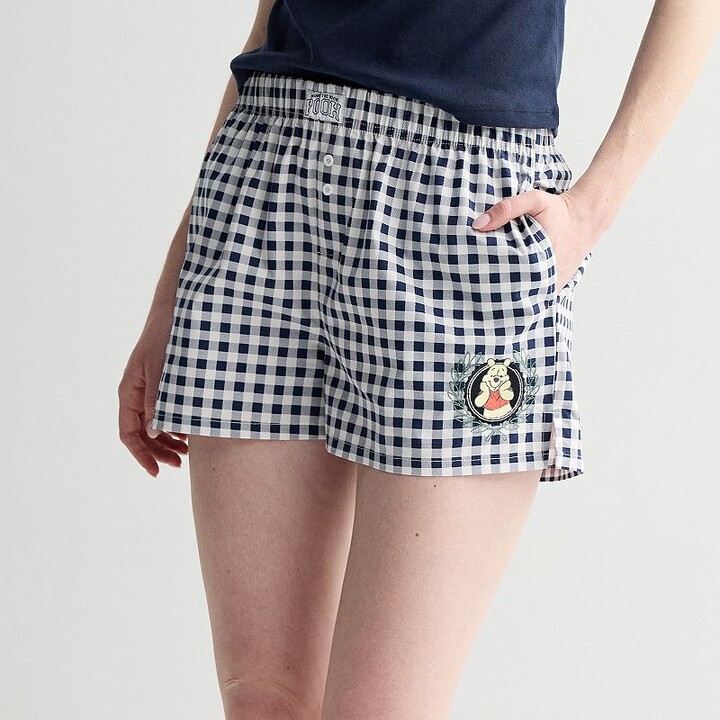 Licensed Character Juniors' Winnie the Pooh Gingham Boxer Shorts