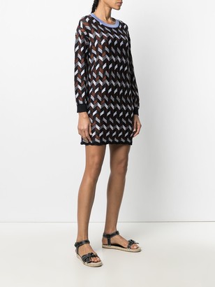 M Missoni Long-Sleeved Geometric Knit Dress