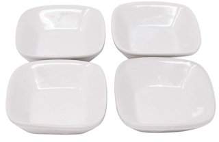 Artika 1 Oz Glazed Porcelain Appetizer Bowls | Mini Plates for Bite Sized Appetizers, Condiments, Dips, and More, Microwave and Dishwasher Safe, Includes Four Bowls, 2.6" x 0.8"
