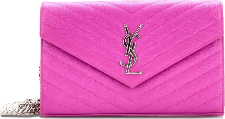 Saint Laurent Pre-Owned Classic Monogram Wallet on Chain Matelasse Chevron Leather Medium crossbody bag