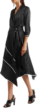 Jason Wu Asymmetric Striped Silk-charmeuse Midi Dress