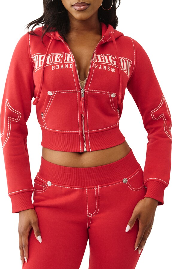 Shrunken Zip Front Crop Hoodie