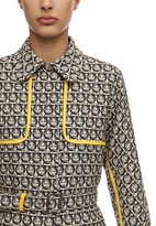 Thumbnail for your product : Ferragamo Cotton Jacquard Jacket W/ Leather Piping