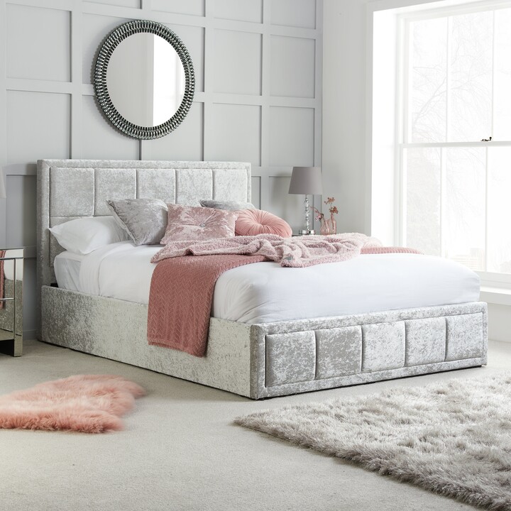 Dunelm Hannover Crushed Velvet Ottoman Bed Grey ShopStyle