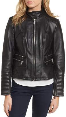 Vince Camuto Double Zip Leather Moto Jacket