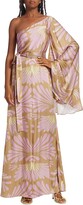 Thumbnail for your product : Alexis Lio One-Sleeve Satin Maxi Dress