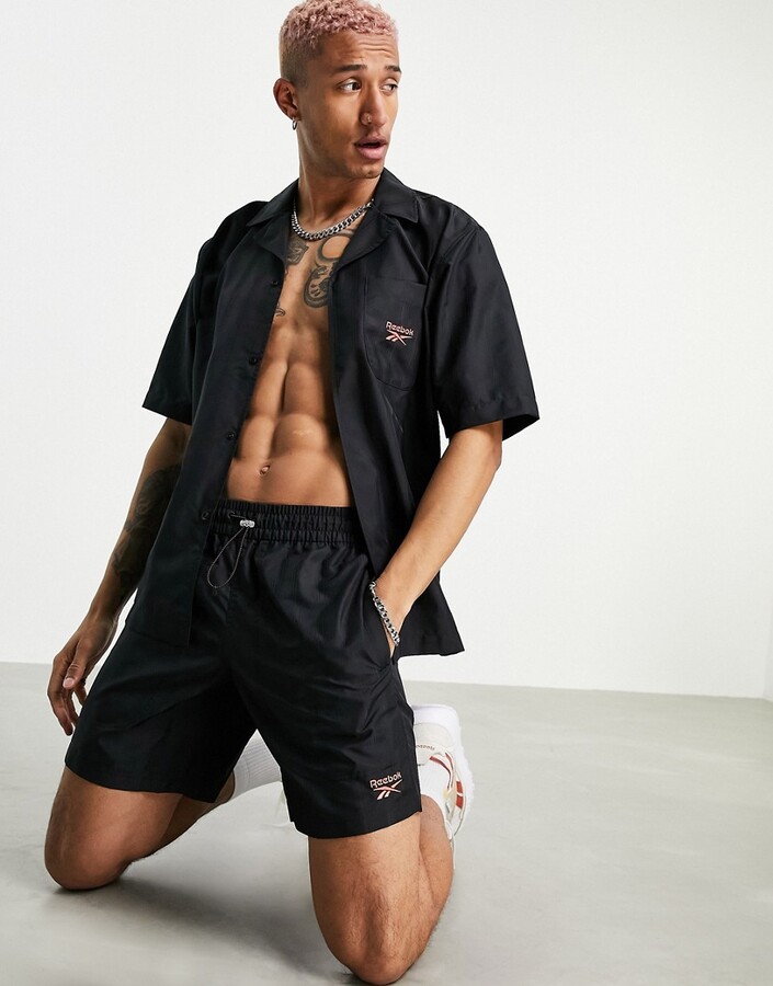 Reebok Classics striped woven shorts in black - part of a set - ShopStyle