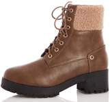 Thumbnail for your product : Quiz Wide Fit Brown Faux Leather Lace Up Hiker Boots