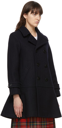 COMME DES GARÇONS GIRL Navy Wool Double-Breasted Coat