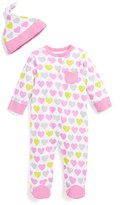 Thumbnail for your product : Offspring 'Hearts' One-Piece & Hat (Baby Girls)