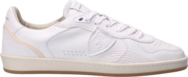 Philippe Model White Leather Sneakers With Light Beige Sole