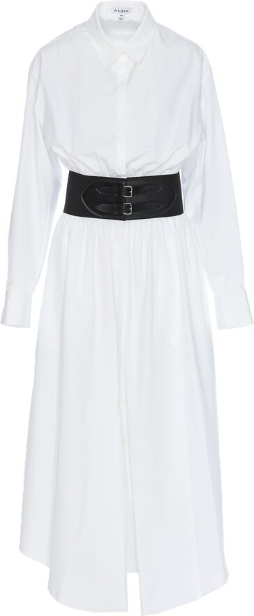 Alaia Belted Poplin Shirt Dress