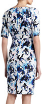 Thumbnail for your product : St. John Abstract Paisley Print Stretch Crepe de Chine Dress With Pleats