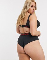 Thumbnail for your product : Calvin Klein logo brazilian bikini bottom in black