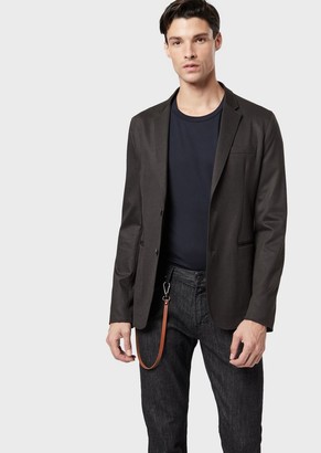 Emporio Armani Single-Breasted Jacket In Milano Fabric