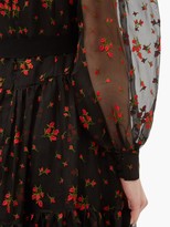 Thumbnail for your product : Erdem Lucina Floral-embroidered Organza Dress - Black Red