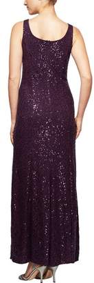 Alex Evenings Sequin Lace Long Dress with Jacket