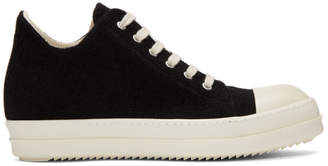 Rick Owens Black Stretch Velour Low Sneakers