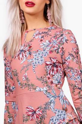boohoo Floral Double Frill Skater Dress
