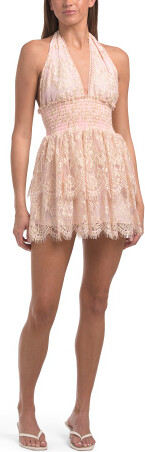 TJMAXX Deanna Halter Mini Dress For Women, Nylon/Gold