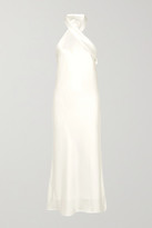 Thumbnail for your product : Galvan Pandora Satin Halterneck Midi Dress - Ivory