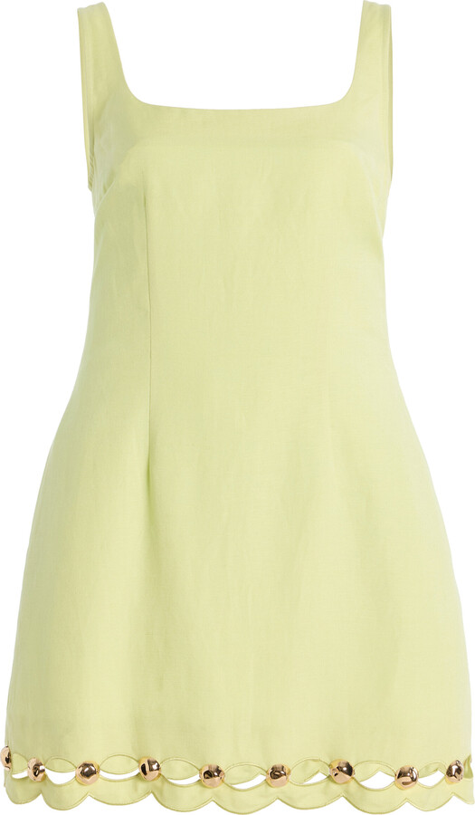 SIMKHAI Lindley Embellished Cutout Linen-Blend Midi Dress