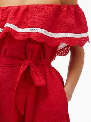Marysia Swim Lemnos Ruffled Broderie-anglaise Cotton Dress - Red