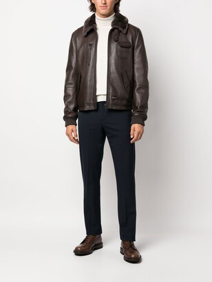 Yves Salomon Shearling-Collar Leather Jacket