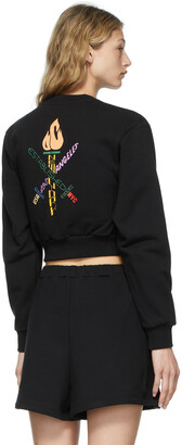 Opening Ceremony Black Word Torch Cropped Sweatshirt