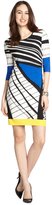 Thumbnail for your product : Donna Morgan Blue And Yellow Multi-Colored Three Quarter Sleeve Dress