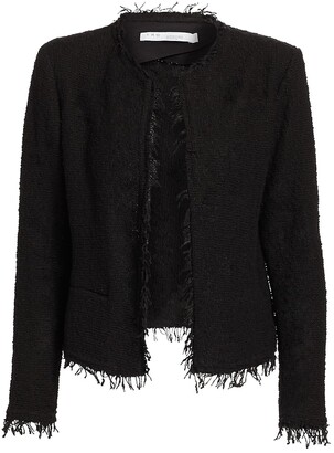 black jacket with white trim