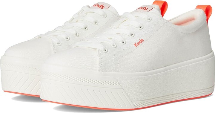 Keds Skyler Lace-Up Women's Shoes Snow White/Coral Outsole : 10 B - Medium, Canvas