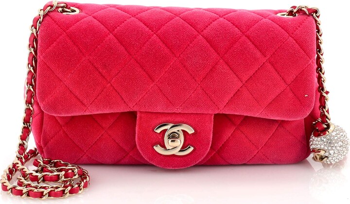 Chanel 2020 Velvet Pearl Crush Mini Flap Bag  Pink Mini Bags Handbags   CHA684296  The RealReal
